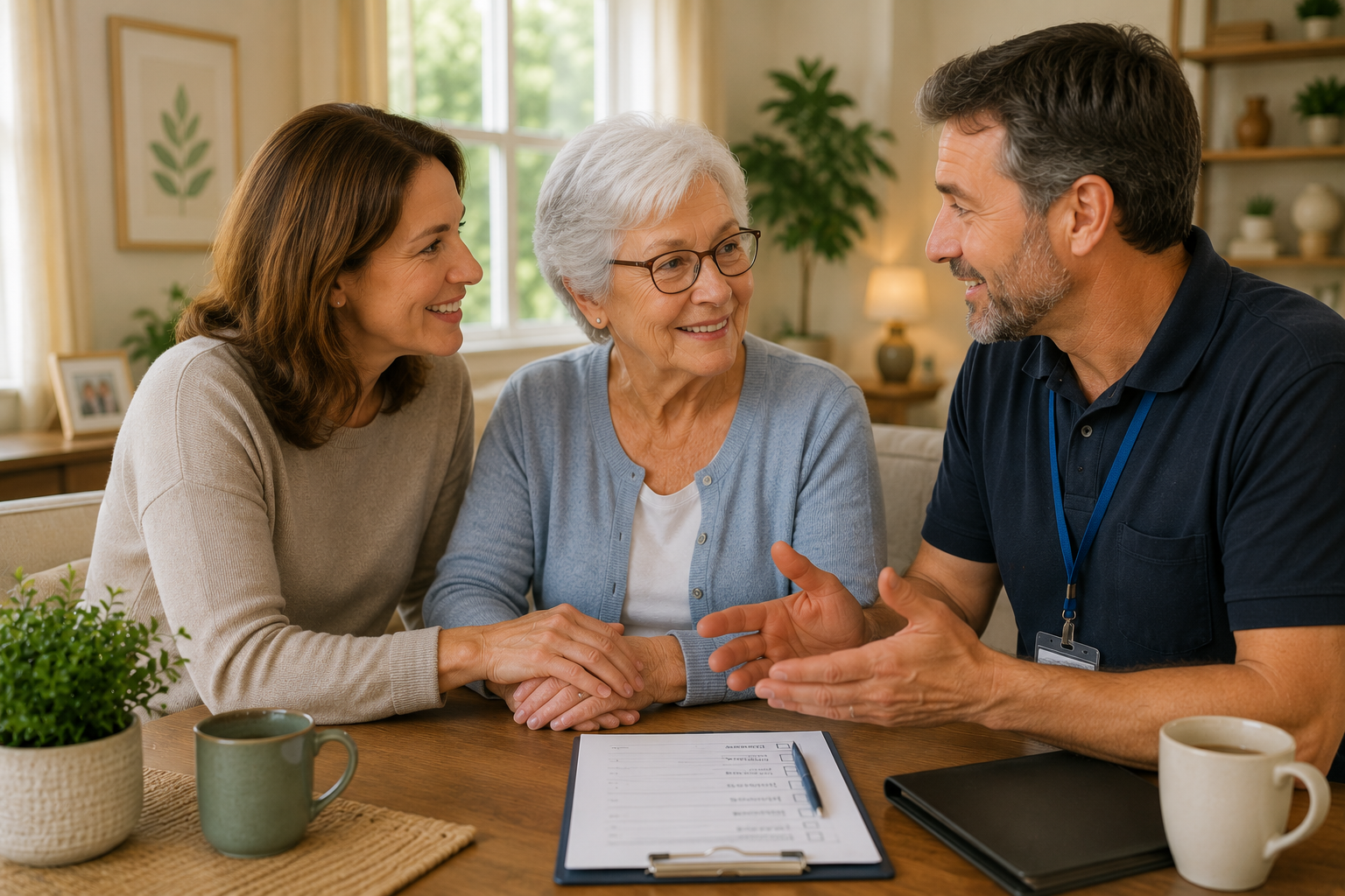 Senior woman confidently at home in a bright, safe living environment